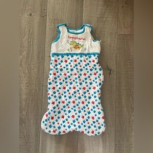 White Sleep Sack with Blue & Red Dino Print